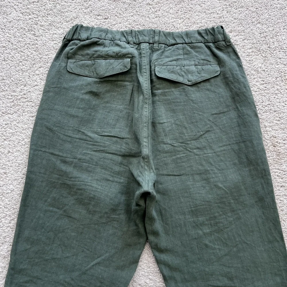 Octobre Editions Pants Mens M Green Linen Chino Elastic Waist Casual Tapered